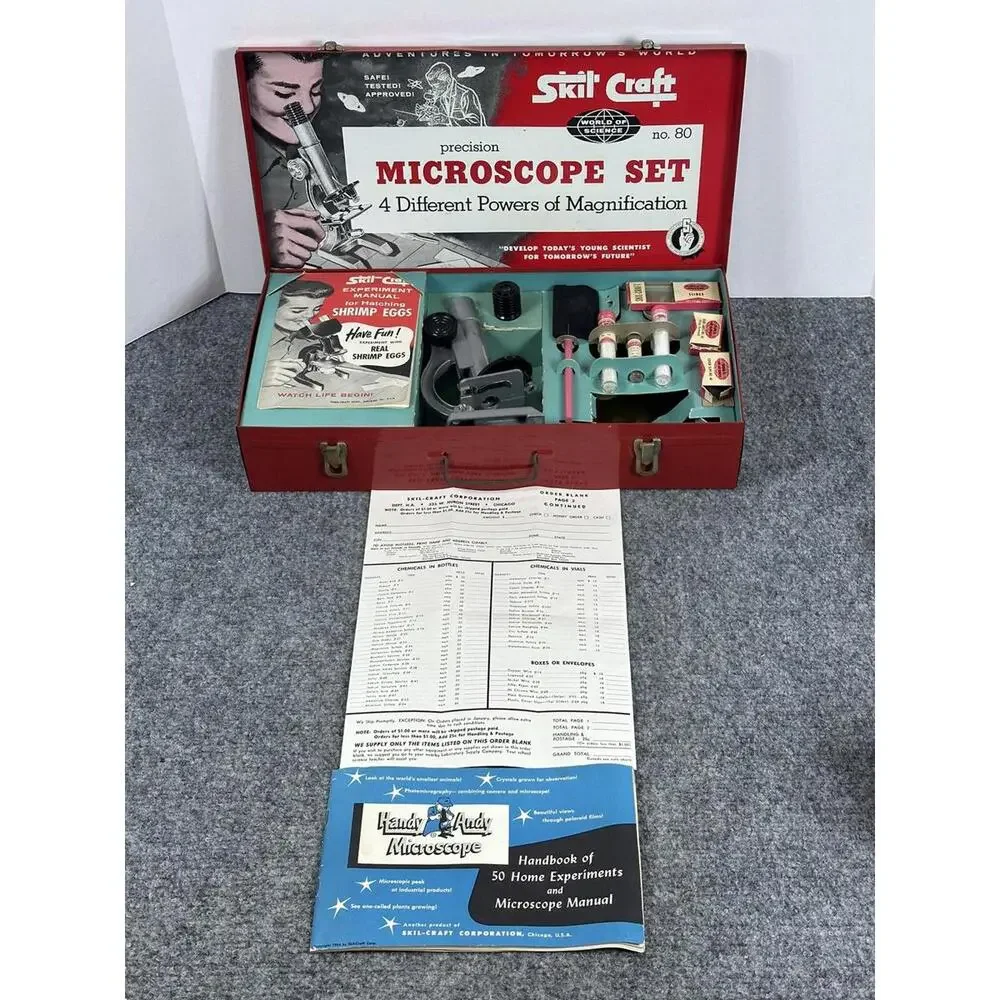 VTG Skil Craft Precision Microscope Set Rare No.80 Handy Andy 1954 Kids Science